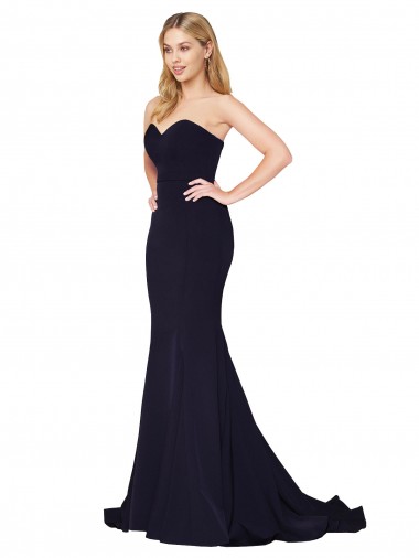 Cheap Sweetheart High Neck Sweep Train Sleeveless Crepe Prom Dress UK