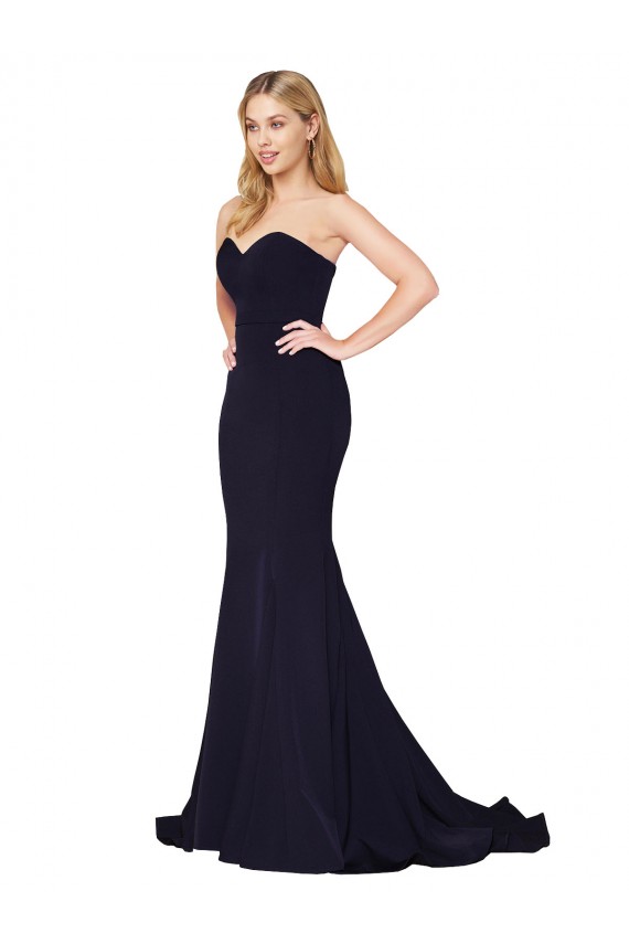 Cheap Sweetheart High Neck Sweep Train Sleeveless Crepe Prom Dress UK