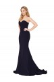 Cheap Sweetheart High Neck Sweep Train Sleeveless Crepe Prom Dress UK