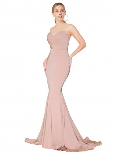 Cheap Sweep Train Sweetheart Long Mermaid Crepe Prom Dress Low Back UK