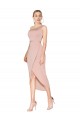 Cheap Knee Length One Shoulder Crepe Short Wrap Cocktail Prom Dress / Homecoming Dress UK