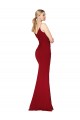 Cheap Spaghetti Straps V-Neck Long Crepe Dress with High Slit UK