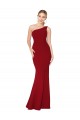 Cheap One Shoulder Long High Neck Sleeveless Mermaid Crepe Prom Dress UK