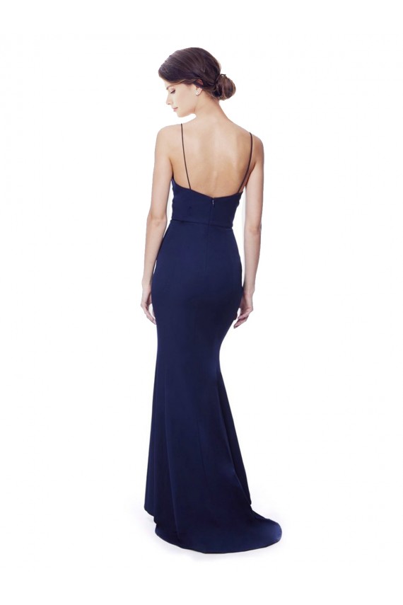 Cheap Deep V-Neck Spaghetti Straps Mermaid Crepe Prom Dress UK