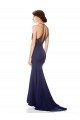 Cheap High Neck Fishtail Crepe Prom Dress with Open Back Detail UK