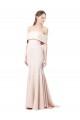 Cheap Mermaid Bardot Maxi Crepe Bridesmiad Dress with Fishtail Train UK