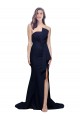 Cheap Long Strapless Sweep Train Low Back Crepe Prom Dress UK