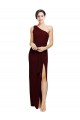 Cheap One Shoulder Sheath Crepe Prom Dress with High Side Split UK