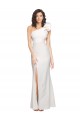 Cheap One Shoulder Long Full Length Crepe Prom Dress with Ruffles and Side Split UK