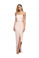 Cheap Full Length Low Back Strapless Crepe Prom Dress with Thigh High Side Split UK