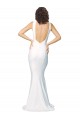 Cheap High Neck Low V-Back Long Crepe Prom Dress UK