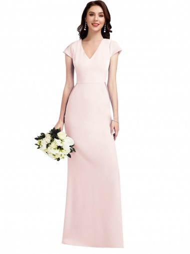 Cheap Cap Sleeve A-Line Crepe Prom Dress with Pockets UK