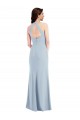 Cheap Open Back Halter Maxi Crepe Prom Dress with Draped Bow UK