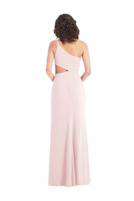 Cheap Flirty One Shoulder Midriff Cutout Maxi Crepe Prom Dress UK