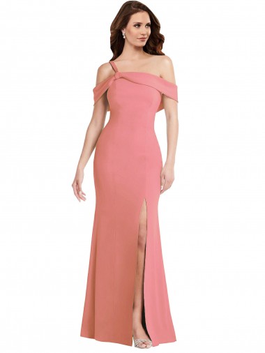 Cheap One Shoulder Draped Cuff Maxi Prom Dress with Front Slit UK