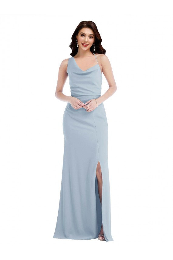 Cheap One Shoulder Draped Cowl Neck Maxi Prom Dress UK