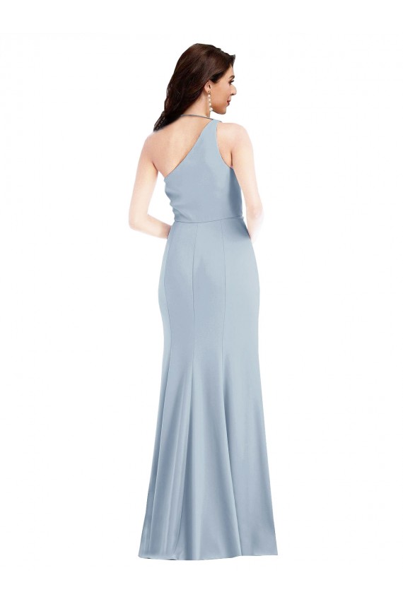 Cheap One Shoulder Draped Cowl Neck Maxi Prom Dress UK