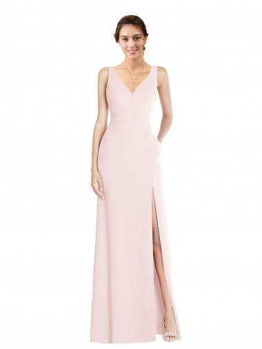 Cheap Square Neck Low Back A-Line Prom Dress with Front Slit and Pockets UK