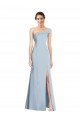 Cheap Asymmetrical Off the Shoulder Cuff Trumpet Crepe Prom Dress With Front Slit UK