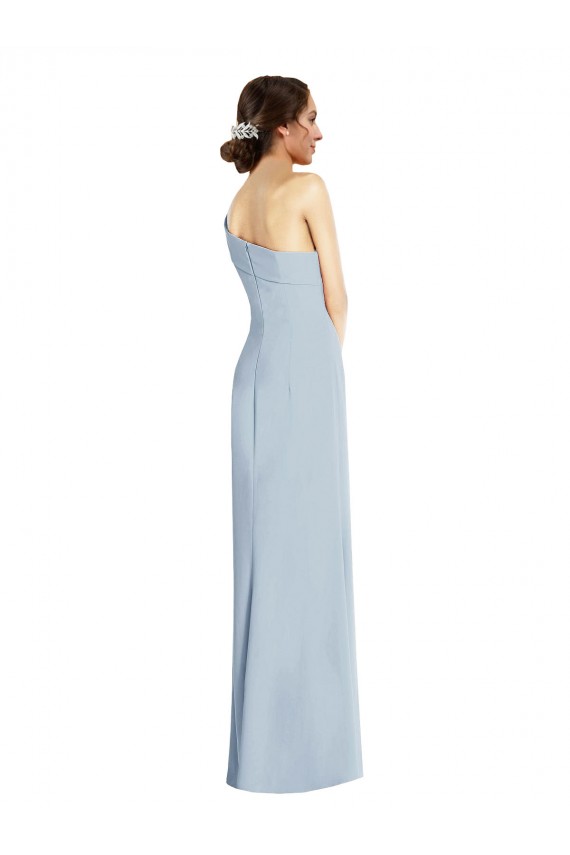 Cheap Asymmetrical Off the Shoulder Cuff Trumpet Crepe Prom Dress With Front Slit UK