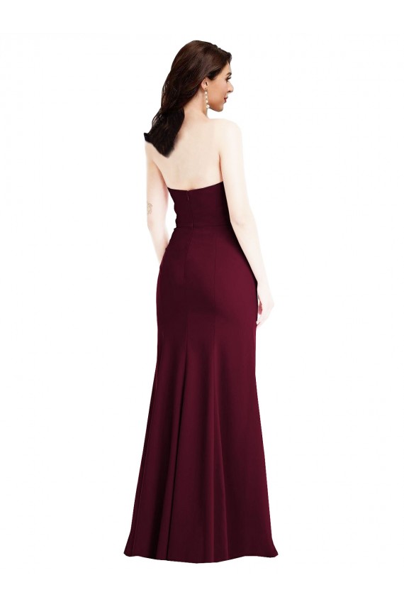 Cheap Strapless Crepe Maxi Prom Dress with Front Slit UK