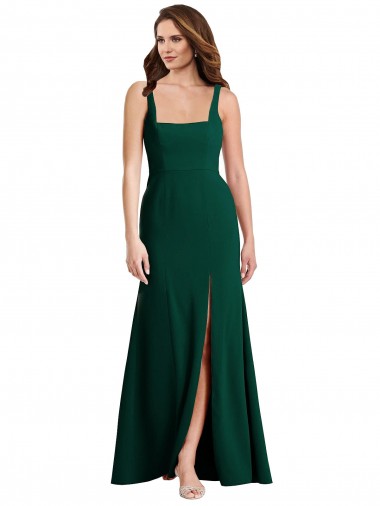 Cheap Square Neck Trumpet Maxi Prom Dress with Front Slit UK
