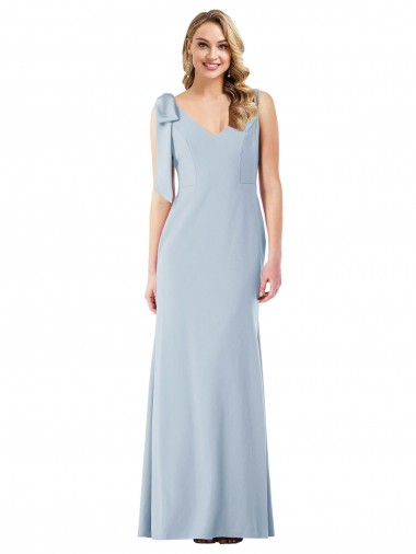 Cheap V-Back Bow Shoulder Trumpet Prom Dress UK