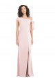 Cheap Off the Shoulder Tie Detail Trumpet Crepe Prom Dress with Front Slit UK