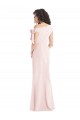 Cheap Off the Shoulder Tie Detail Trumpet Crepe Prom Dress with Front Slit UK