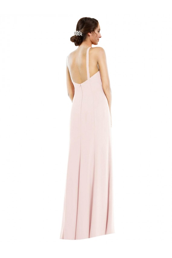 Cheap Criss Cross Halter Princess Line Trumpet Crepe Prom Dress UK