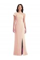 Cheap One Shoulder Cap Sleeves Trumpet Crepe Prom Dress with Front Slit UK