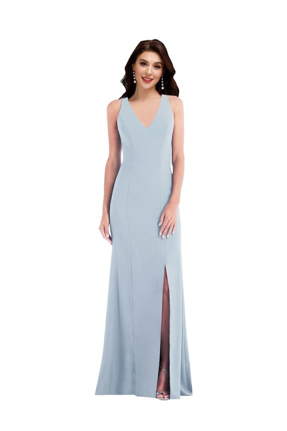 Cheap Criss Cross Cutout Back Maxi Prom Dress with Front Slit UK