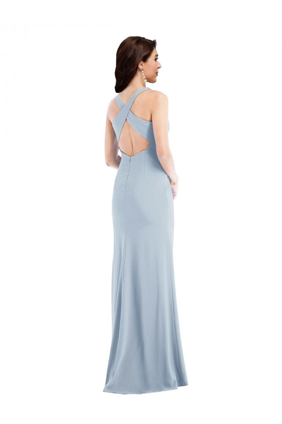 Cheap Criss Cross Cutout Back Maxi Prom Dress with Front Slit UK