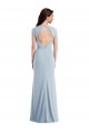 Cheap Cap Sleeve Open Back Trumpet Crepe Prom Dress with Front Slit UK