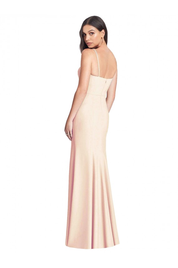 Cheap Seamed Bodice Crepe Trumpet Prom Dress with Front Slit UK