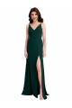 Cheap Slim A-Line V-Neck Full Length Crepe Prom Dress with Side Slit UK