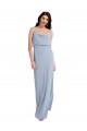 Cheap Draped Cowl Neck Long Crepe Prom Dress with Spaghetti Straps UK