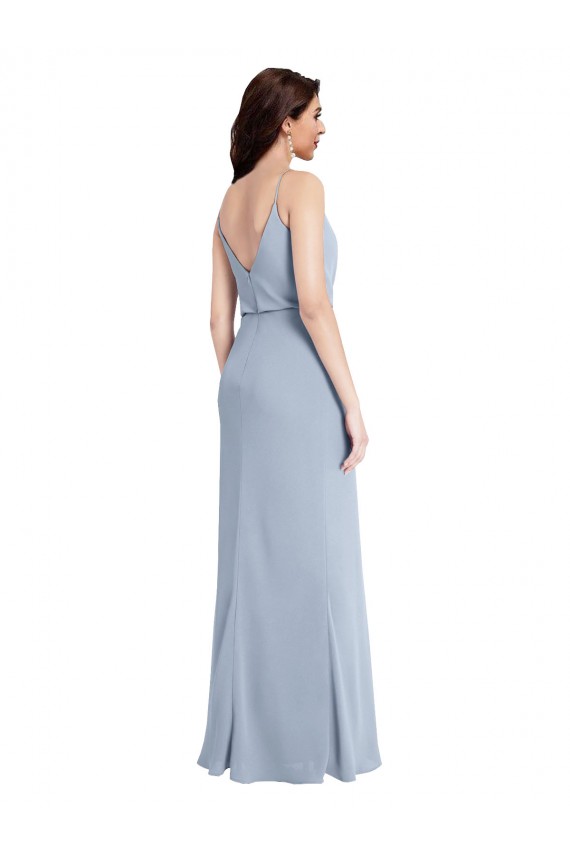 Cheap Draped Cowl Neck Long Crepe Prom Dress with Spaghetti Straps UK