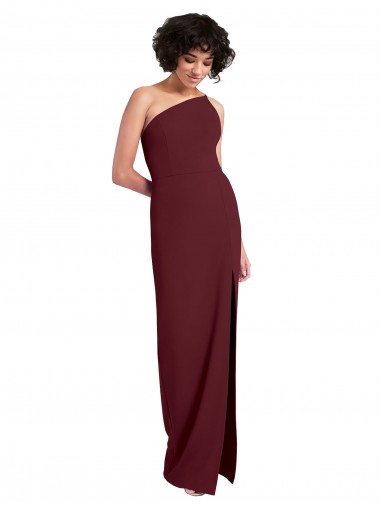 Cheap Sleek One Shoulder Long Crepe Prom Dress with Daring Slit UK