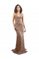 Cheap Floral Patterned Backless V-Neckline Sequin Prom Dress UK