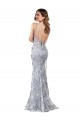 Cheap Silver V-Neckline Backless Floral Patterned Sequin Prom Dress UK
