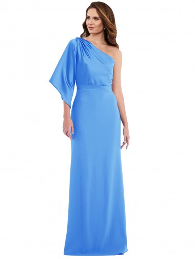 Cheap One Shoulder Bell Sleeves Trumpet Prom Dress UK