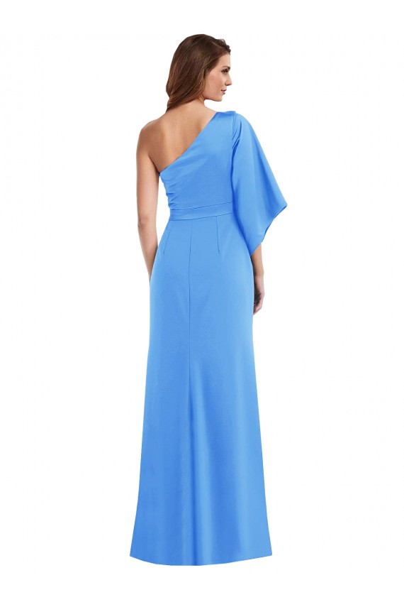 Cheap One Shoulder Bell Sleeves Trumpet Prom Dress UK
