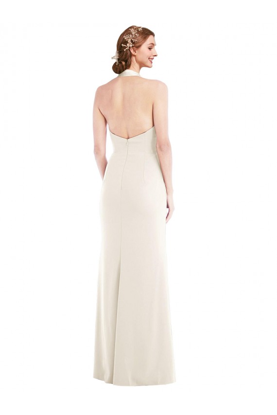 Cheap Halter Tuxedo Maxi Prom Dress with Front Slit UK