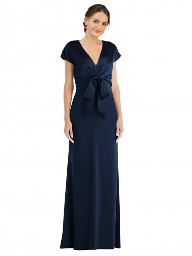 Cheap Soft Bow Blouson Bodice Trumpet Crepe Prom Dress UK