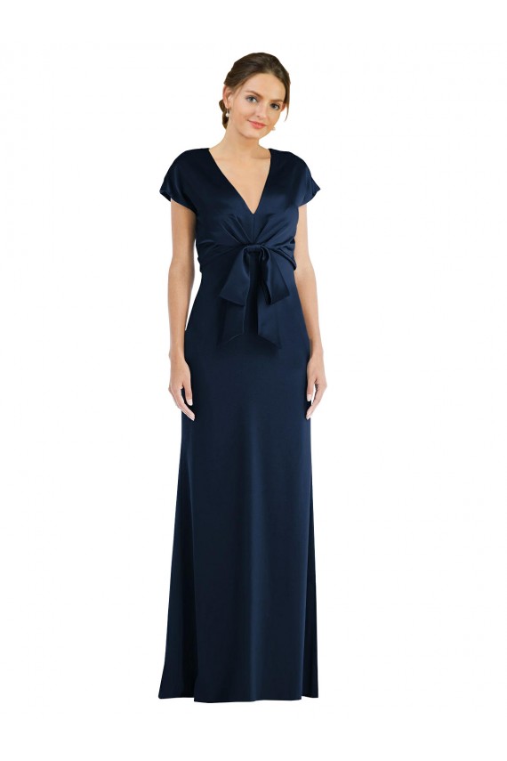 Cheap Soft Bow Blouson Bodice Trumpet Crepe Prom Dress UK