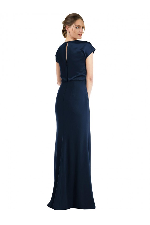 Cheap Soft Bow Blouson Bodice Trumpet Crepe Prom Dress UK