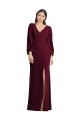 Cheap Long Puff Sleeve V-Neck Trumpet Maxi Prom Dress UK