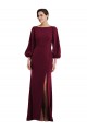 Cheap Bishop Sleeve Open Back Trumpet Crepe Prom Dress with Scarf Tie UK