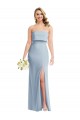 Cheap Strapless Overlay Bodice Crepe Maxi Prom Dress with Front Slit UK